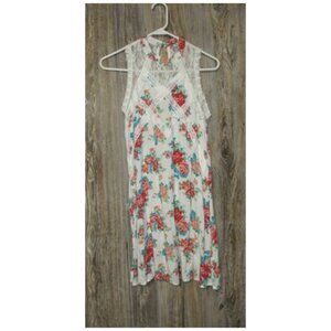 BEAUTEES Girls Size 14 White Floral Sleeveless Dress Boho Coquette Party Beach